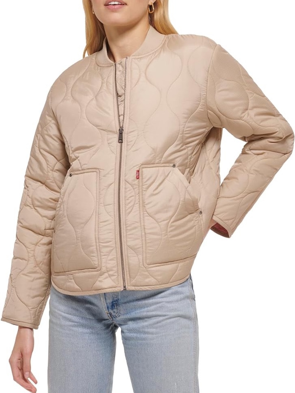 Levi's Quilted Bomber Jacket in Beige